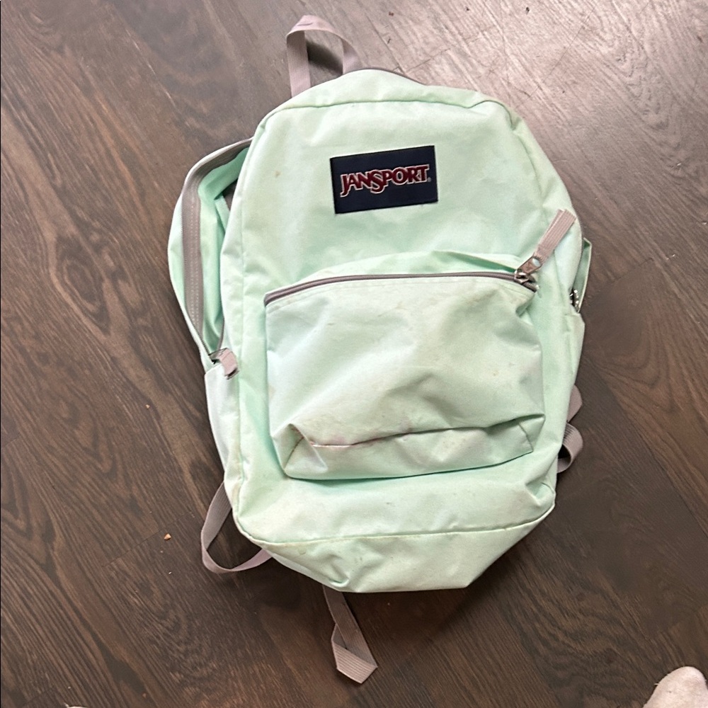 Jansport Light Green Backpack with Front Pocket